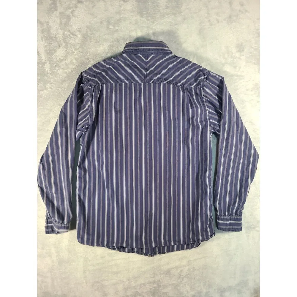 The North Face Shirt Mens Large Blue Striped Button Up Long Sleeve Outdoors‎